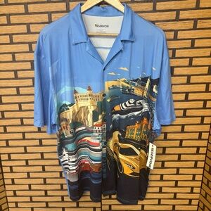 Resevoir Blue Car Button‎ Down Shirt Size Large
